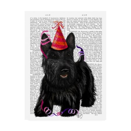 Fab Funky 'Scottish Terrier And Party Hat' Canvas Art,18x24